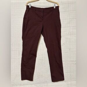 Express Womens Pants Burgundy Size 10 R Columnist Mid Rise Ankle Stretch